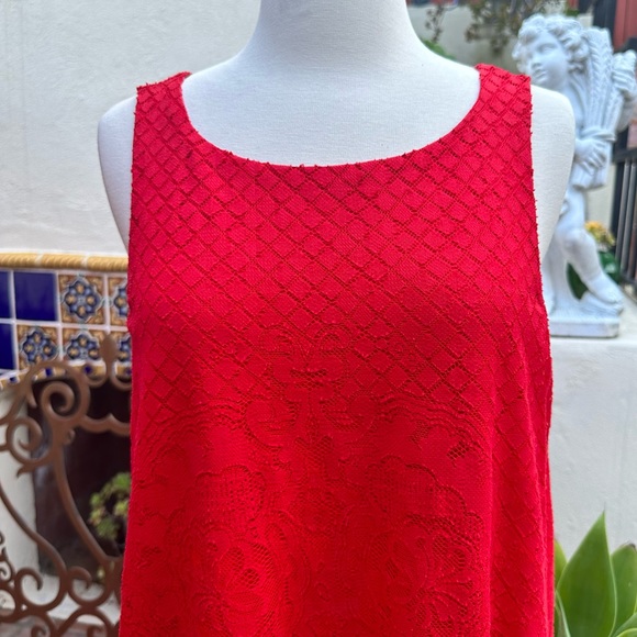Max Studio Flowy Lace Sleeveless Sheath Lined Red Dress Size Large - Picture 2 of 10